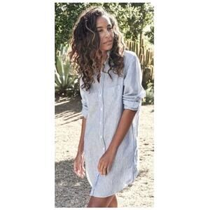 Frank & Eileen Mary Classic Linen Button Up Striped Dress Size Large